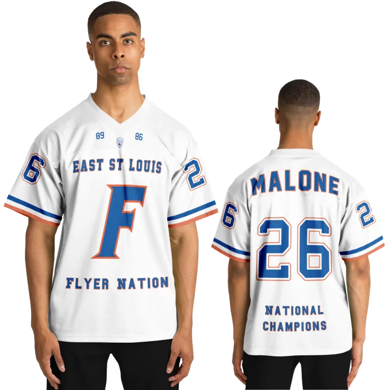Custom football jersey with your name, number, and school colors